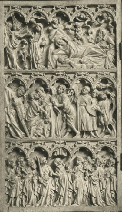 Diptych, 3 registers, 5 arches across (frise d'arcatures) (Wing, left)