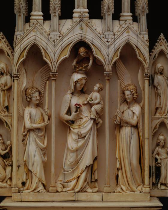 Gabled polyptych (tabernacle; colonnettes; frise d'arcatures) (Detail)