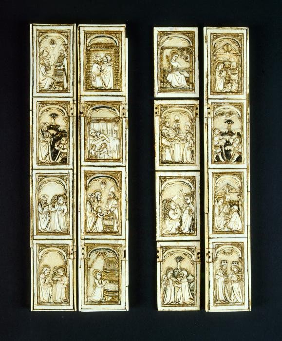 Panels (4) (fragments of a polyptych), 1 register, 1 arch across (tabernacle) (Front)