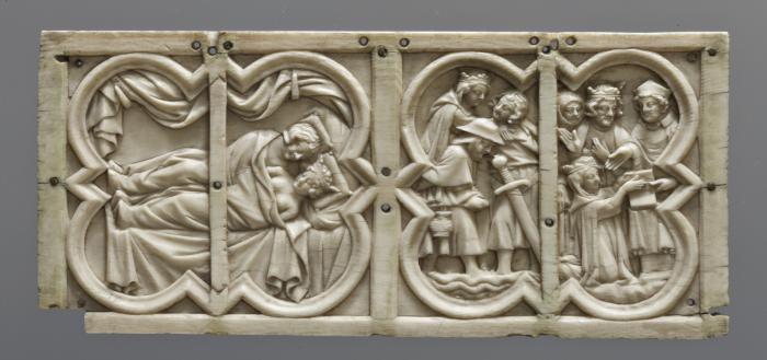 Panels (fragments of a casket) with quatrefoils (coffret; quatre-feuilles) (Front, back panel)