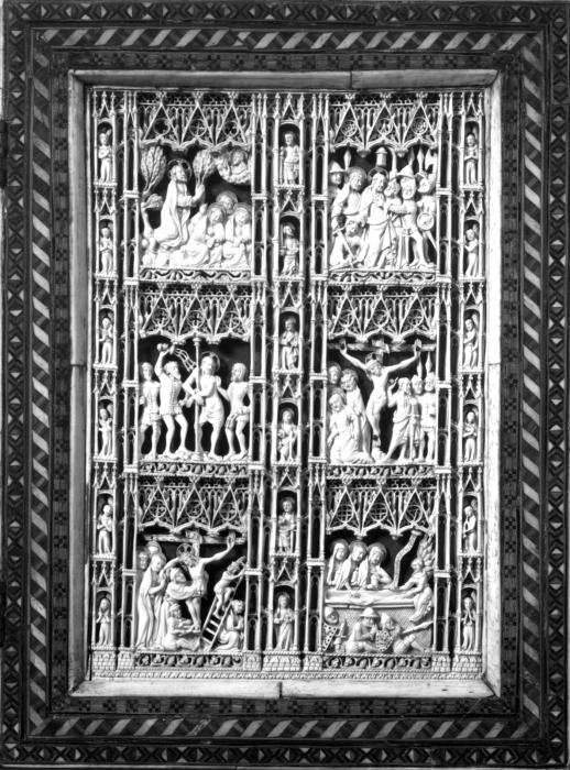 Openwork diptych, 3 registers, with arches (plaques ajourées; frise d'arcatures) (Wing, right)