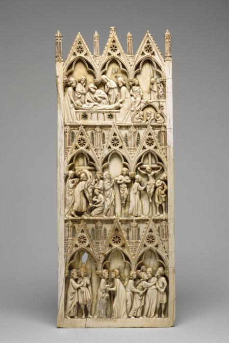 Gabled wing, left (part of a diptych), 3 registers, 3 arches across (frise d'arcatures) (Front)