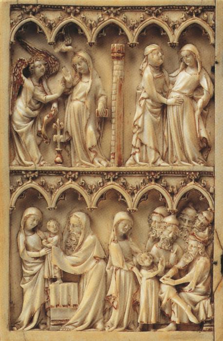 Diptych, 2 registers, 5 arches across (frise d'arcatures) (Wing, left)