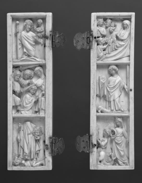 Wing, left (fragment of a triptych or polyptych), 3 registers (Front)