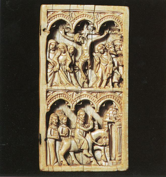 Wing, right (fragment of a diptych), 2 registers, 3 arches across (frise d'arcatures) (Front)