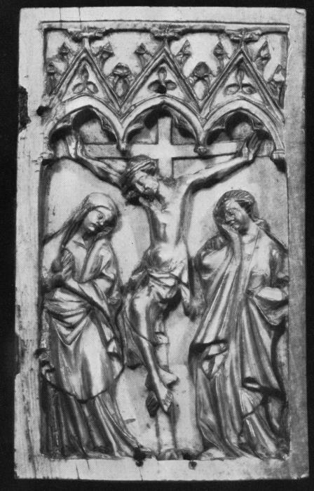 Wing, right (fragment of a diptych), 1 register, 3 arches across (plaquette; frise d'arcatures) (Front)