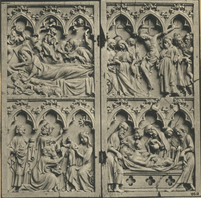 Diptych, 2 registers, 3 arches across (frise d'arcatures) (Front)