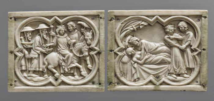 Panels (fragments of a casket) with quatrefoils (coffret; quatre-feuilles) (Front, end panels)