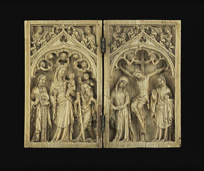 Diptych, 1 register, 1 arch across (plaquettes) (Front)