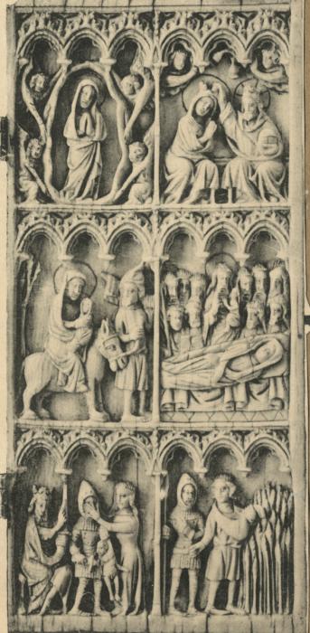 Diptych, 3 registers, 6 arches across (frise d'arcatures; colonnettes) (Front)