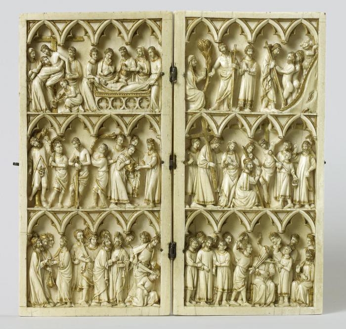 Diptych, 3 registers, 4 arches across (frise d'arcatures) (Front)