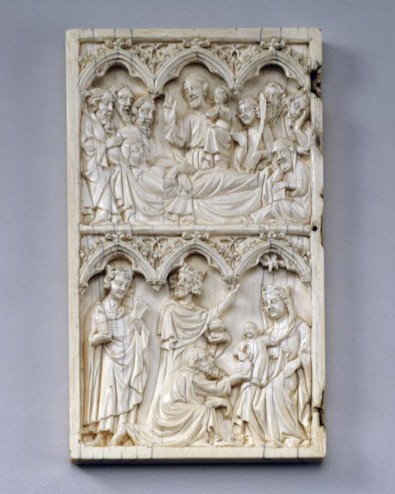 Diptych, 2 registers, 3 arches across (frise d'arcatures) (Wing, left)