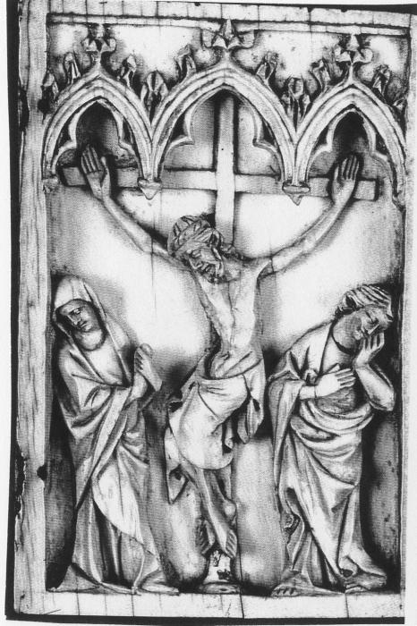 Wing, right (fragment of a diptych), 1 register, 3 arches across (plaquette; frise d'arcatures) (Front)