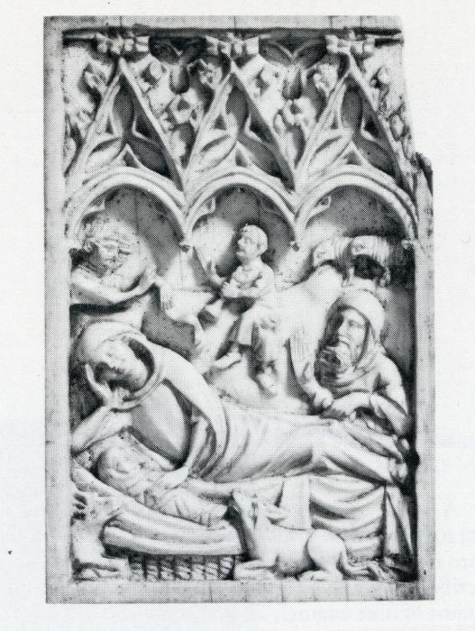 Wing, left (fragment of a diptych), 1 register, 3 arches across (frise d'arcatures; plaquette) (Front)