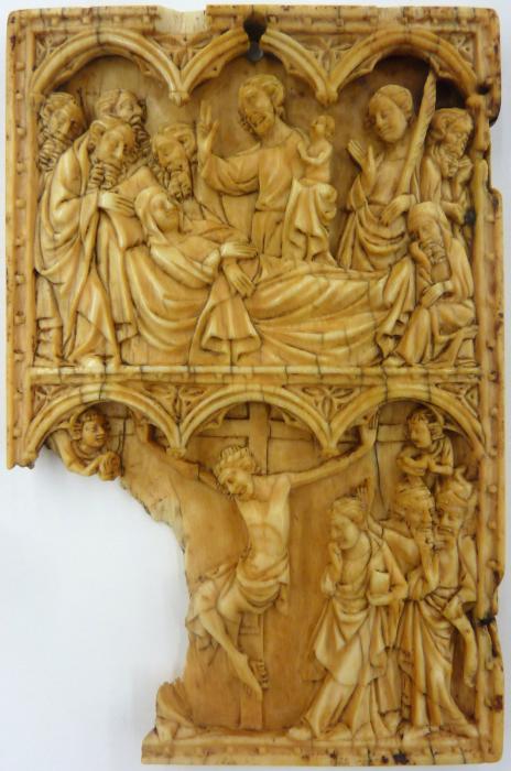 Wing, left (fragment of a diptych), 2 registers, 3 arches across (plaquette; frise d'arcatures) (Front)