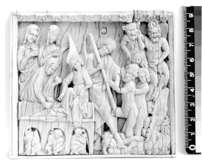 Panel (probably fragment of a diptych), 1 register, bands of rosettes (décor de roses) (Front)