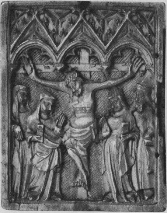 Wing, left (fragment of a diptych), 1 register, 3 arches across (plaquette, frise d'arcatures) (Front)