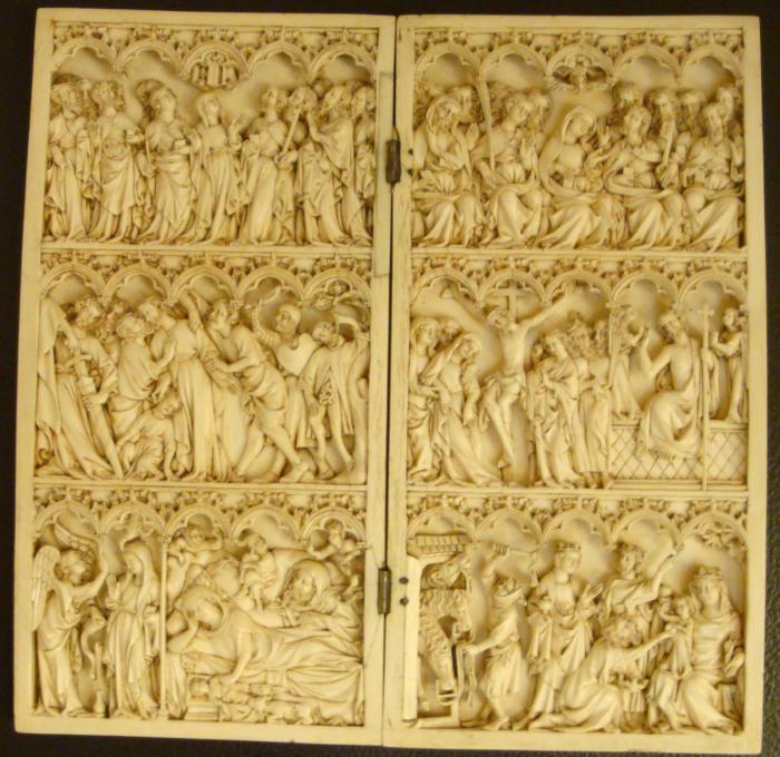 Diptych, 3 registers, 5 arches across (frise d'arcatures) (Front)