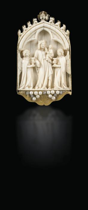 Gabled panel (possibly fragment of a polyptych), 1 register, 1 arch across (plaquette) (Front)