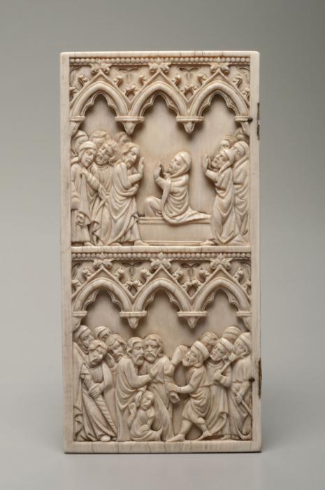 Wing, left (fragment of a diptych), 2 registers, 3 arches across (frise d'arcatures) (Front)