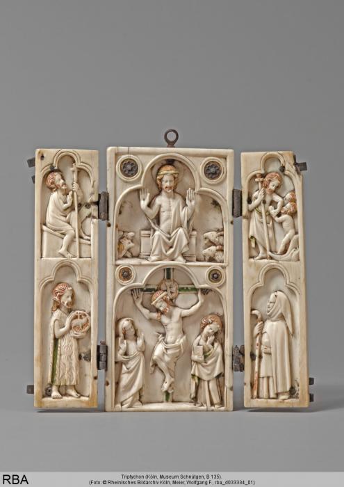 Triptych, 2 registers, with trefoils arches (Side)