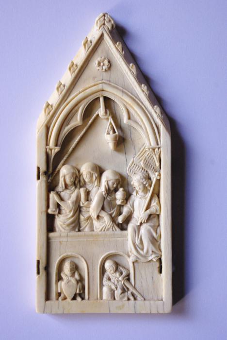 Gabled panel (part of a polyptych), 1 register, 1 arch across (Front)