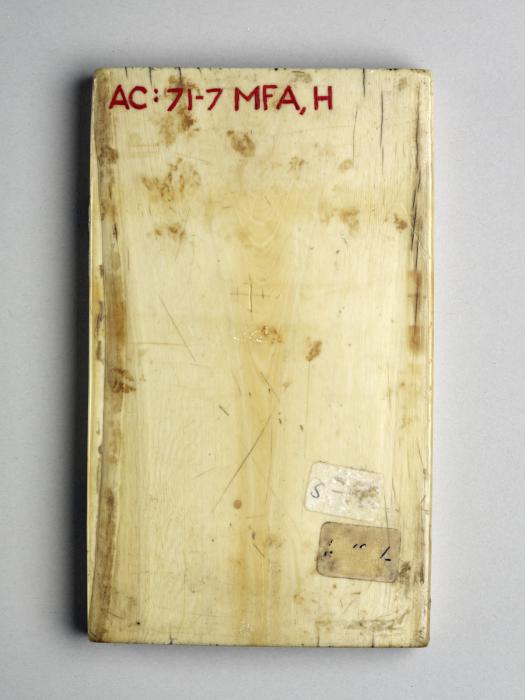 Wing, left (fragment of a diptych), 1 register, 1 arch across (plaquette) (Back)