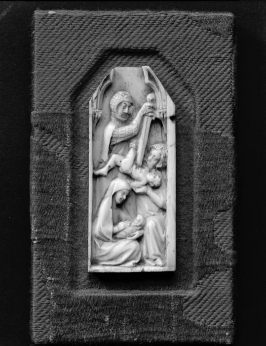 Gabled panel (fragment of a polyptych; tabernacle), 1 register, 1 arch across (Front)