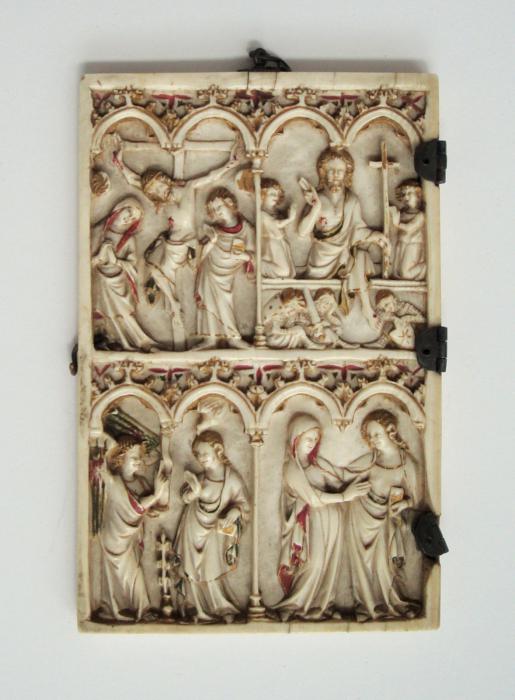 Diptych, 2 registers, 4 arches across (frise d'arcatures; colonnettes) (Front)