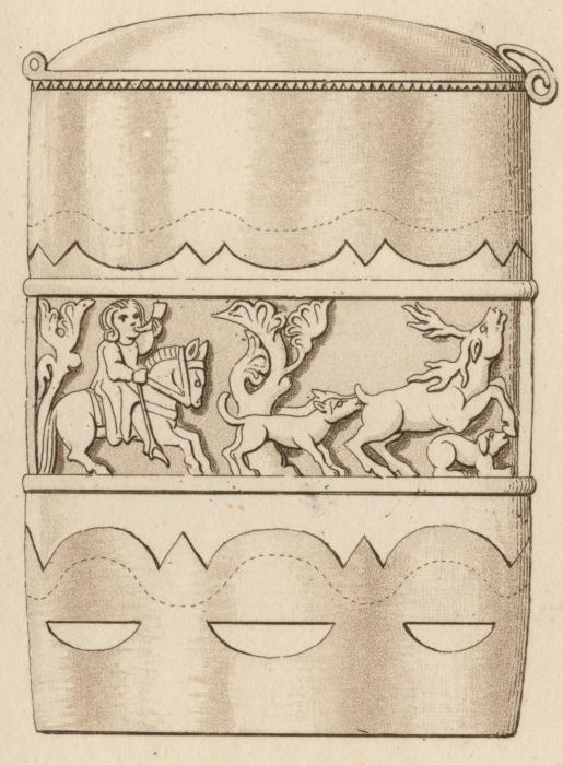 Oval box or pyxis (pyxide) (Engraving)