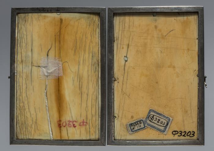 Diptych, 1 register, 3 arches across (plaquette; frise d'arcatures) (Back)