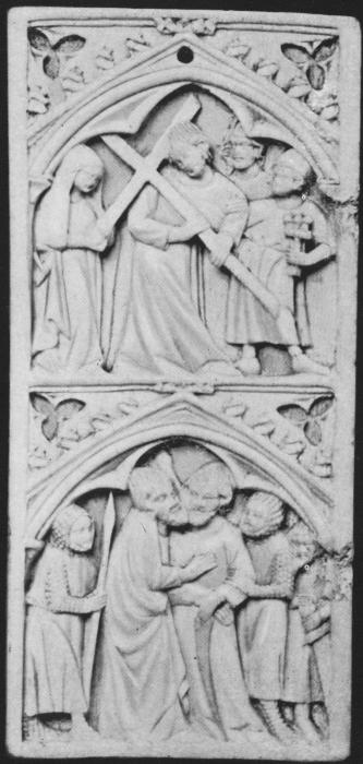 Wing, left (fragment of a diptych), 2 registers, 1 arch across (Front)