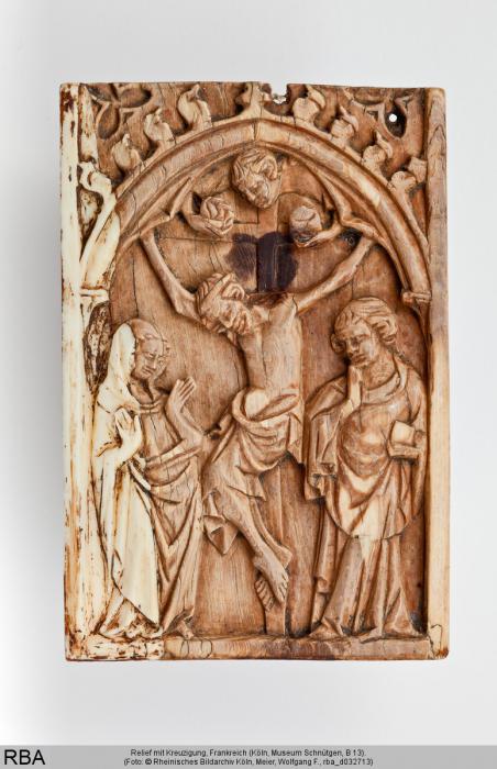 Panel (probably fragment of a diptych; wing, right), 1 register, 1 arch across (plaquette) (Front)