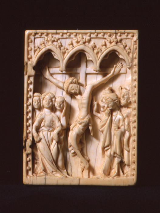 Wing, right (fragment of a diptych), 1 register, 3 arches across (plaquette; frise d'arcatures) (Front)