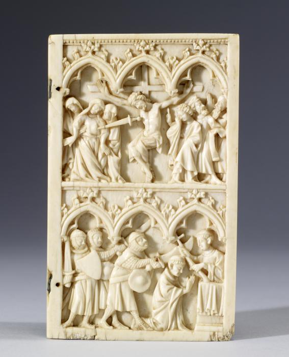 Wing, right (fragment of a diptych), 2 registers, 3 arches across (frise d'arcatures) (Front)