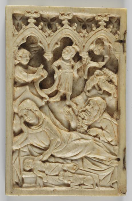 Wing, left (fragment of a diptych), 1 register, 3 arches across (frise d'arcatures; plaquette) (Front)