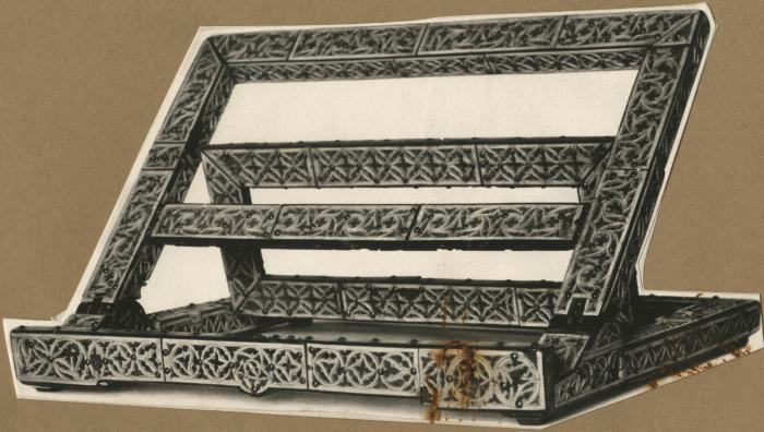 Book stand with openwork panels (plaques ajourées) (Front)