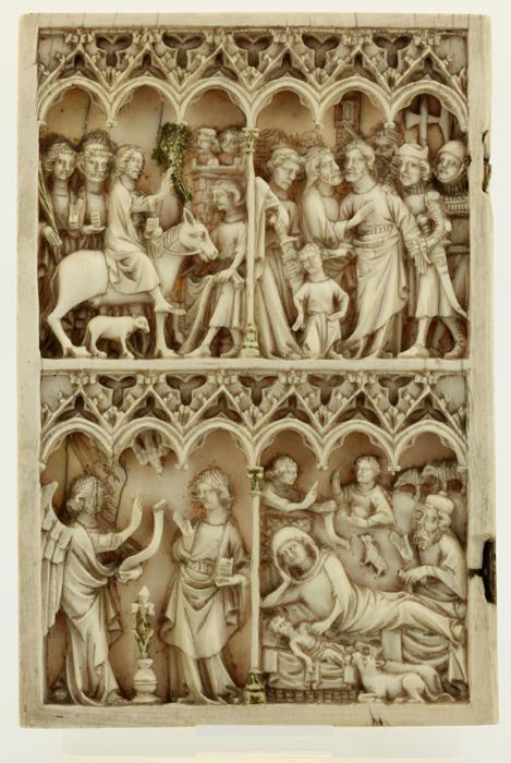 Diptych, 2 registers, 6 arches across (frise d'arcatures; colonnettes) (Front)