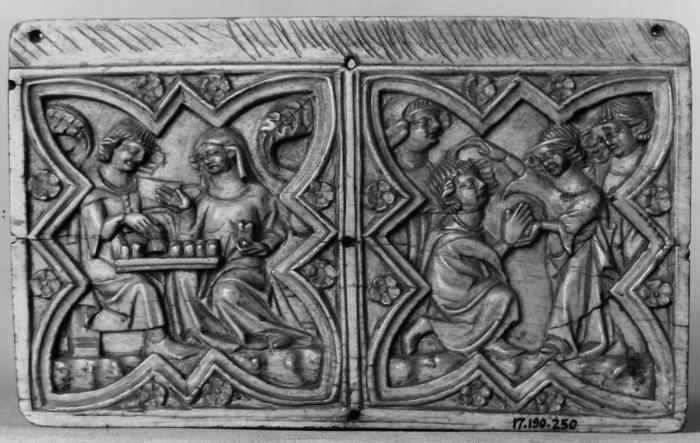 Panel (fragment of a casket), 1 register, with quatrefoils (quatre-feuilles; coffret) (Front)