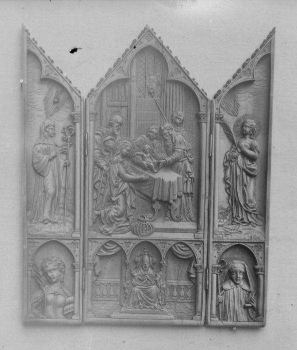 Gabled triptych, 2 registers (colonnettes) (Front)