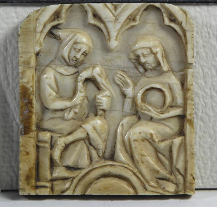 Panel (probably fragment of a casket), 1 register, 2 arches across (frise d'arcatures) (Front)