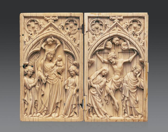 Diptych, 1 register, 1 arch across (plaquettes) (Front)