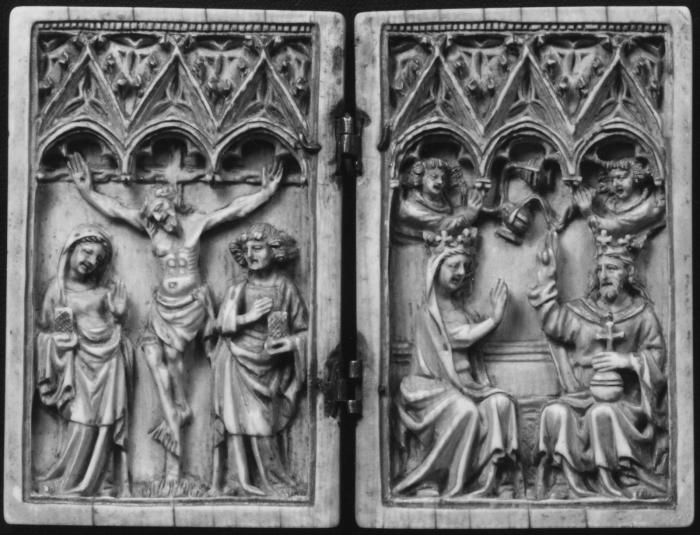 Diptych, 1 register, 3 arches across (frise d'arcatures; plaquettes) (Front)