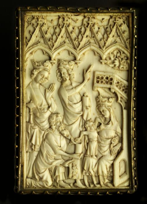 Panel, 1 register, 4 arches across (frise d'arcatures; plaquette); reused as a pax (baiser de paix) (Front)