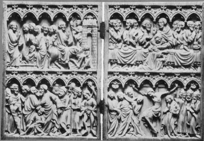 Diptych, 2 registers, 6 arches across (frise d'arcatures); known as the Ulpha Diptych (Front)