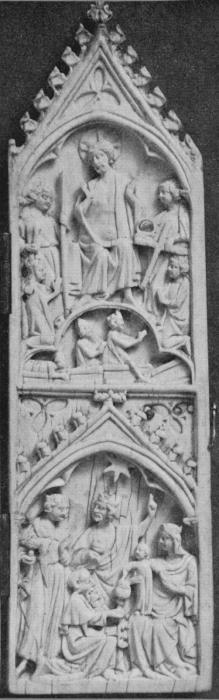 Gabled diptych, 2 registers, 1 arch across (Wing, right)