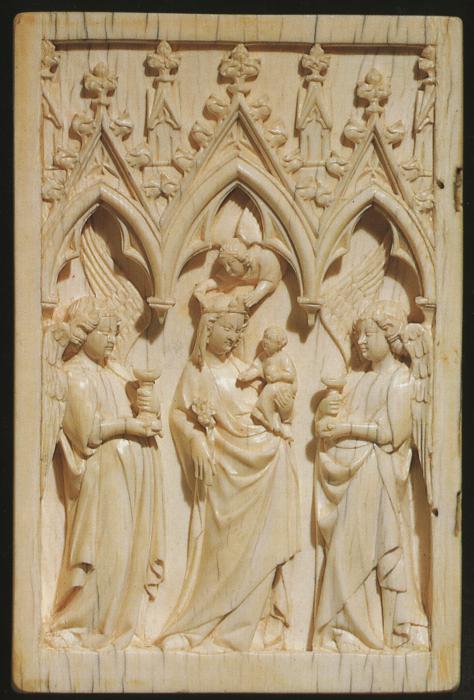 Wing, left (fragment of a diptych), 1 register, 3 arches across (plaquette; frise d'arcatures) (Front)