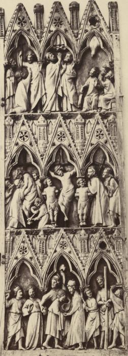 Diptych with gables, 3 registers, 3 arches across (frise d'arcatures); known as 'Soissons Diptych' (Wing, right)