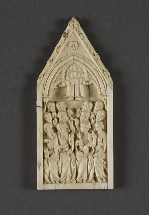 Gabled centre panel (fragment of a triptych), 1 register, 1 arch across (Front)