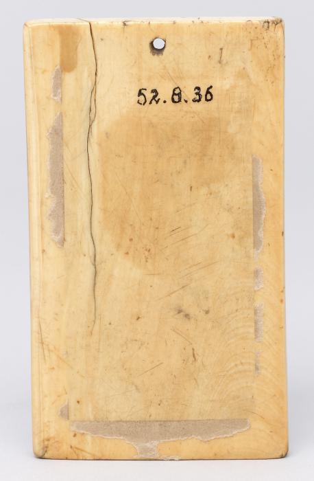 Wing, left (fragment of a diptych), 1 register, 1 arch across (plaquette) (Back)